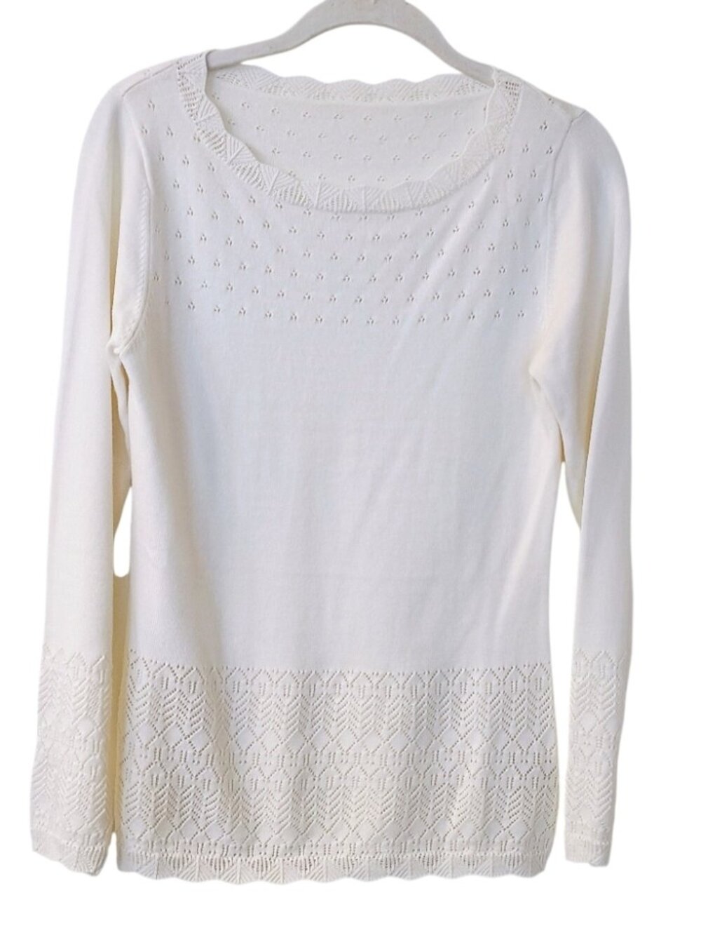 Women's Artka White Wool Blend Knit Long Sleeve Sweater Size Small